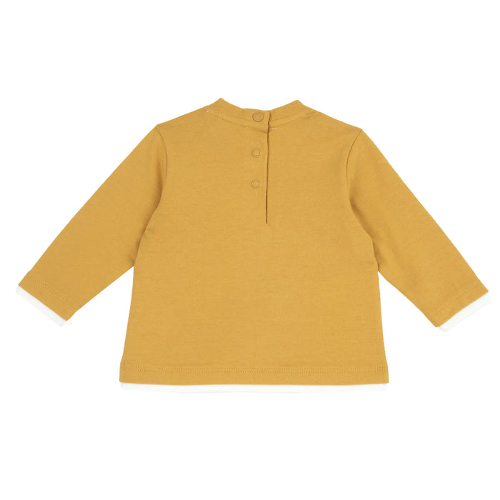 Boys Dark Yellow Embroidered Long Sleeve T-shirt