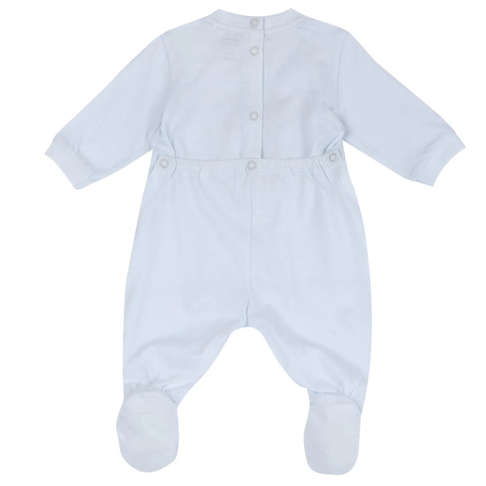 Boys Light Blue Animal Printed Back Opening Babysuit