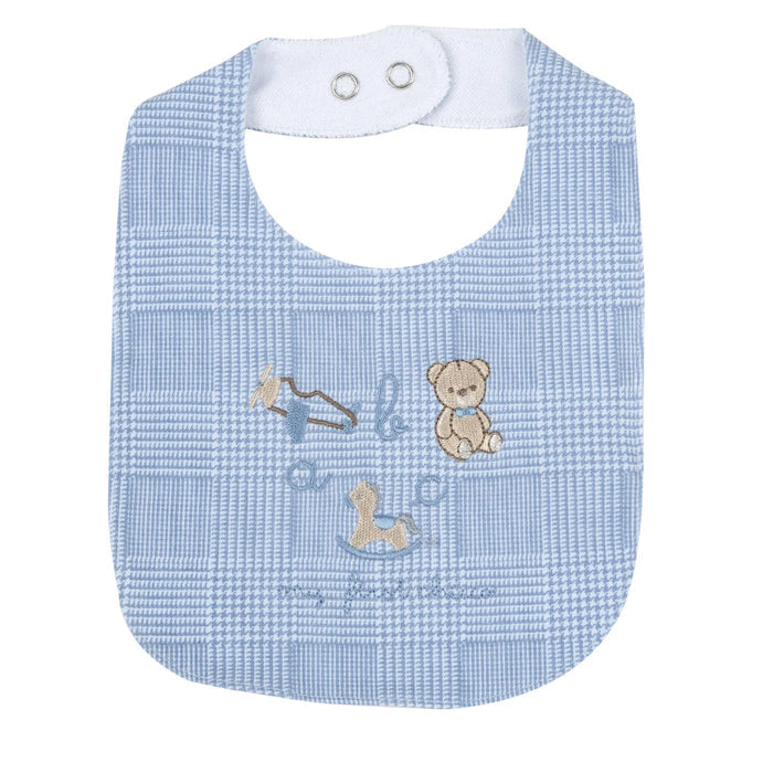 Boys Light Blue Embroidered Bib