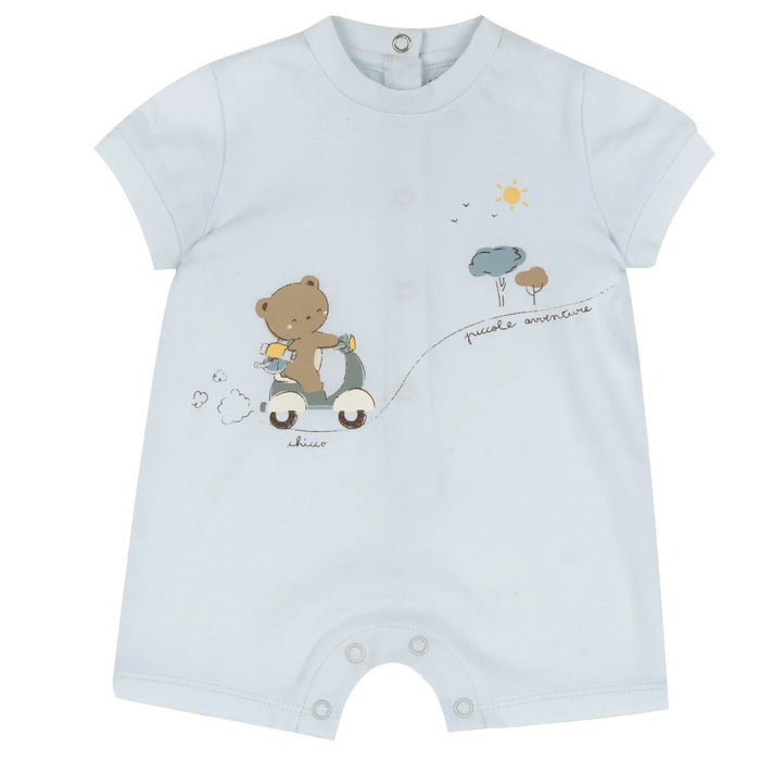 Boys Light Blue Printed Romper