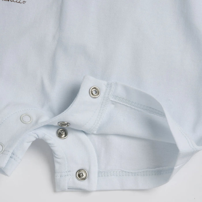 Boys Light Blue Printed Romper