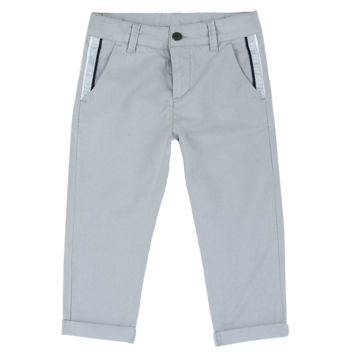 Boys Light Grey Solid Trouser