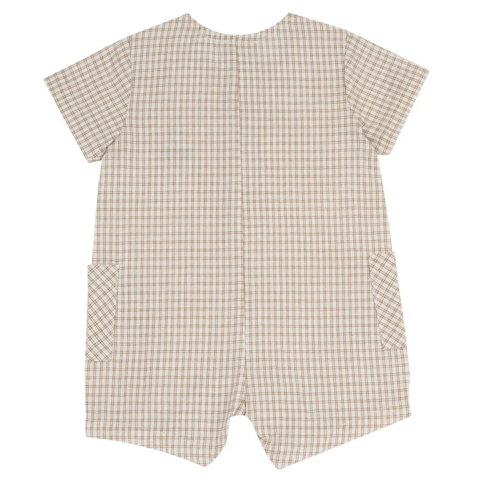 Boys Light Natural Checked Romper