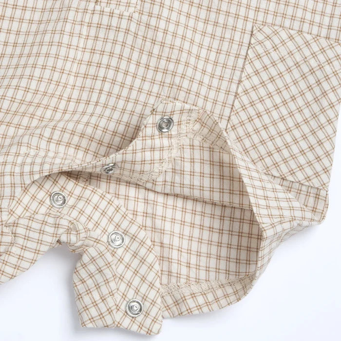 Boys Light Natural Checked Romper