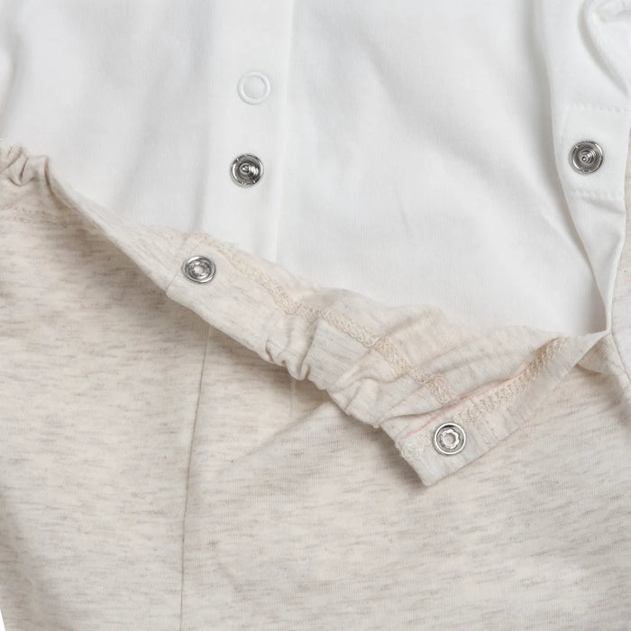 Boys Light Natural Embroidered Back Opening Babysuit