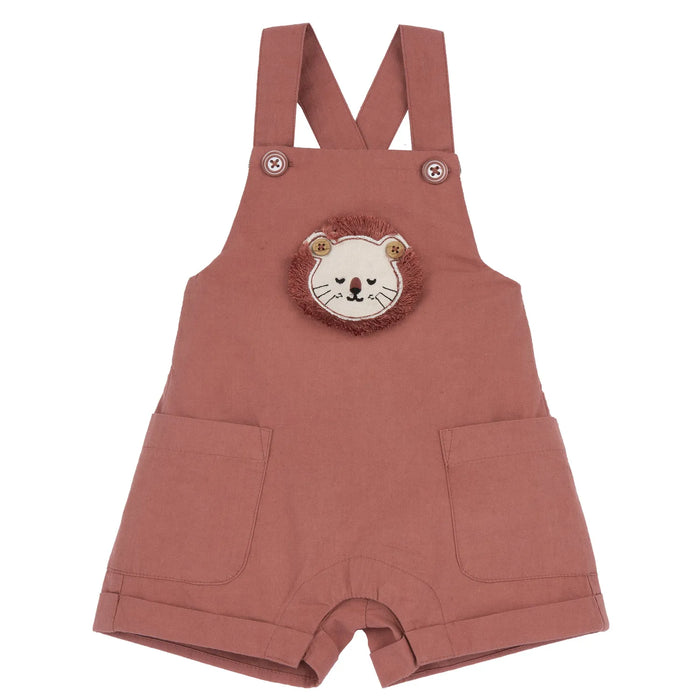 Boys Light Red Embellished Short Dungaree
