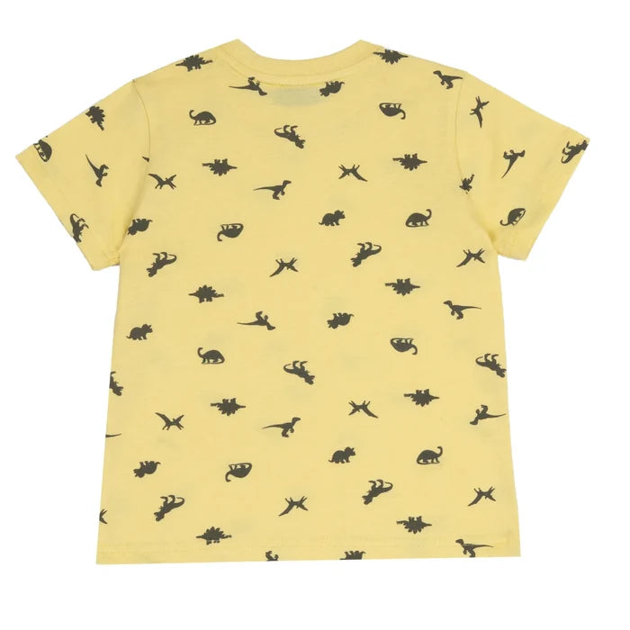 Boys Light Yellow Animal Printed T-shirt