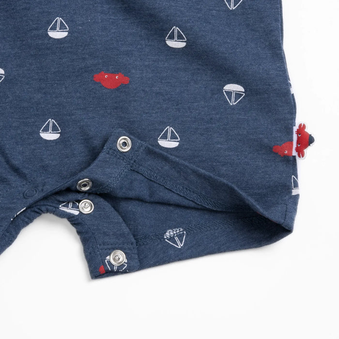 Boys Medium Blue Printed Romper