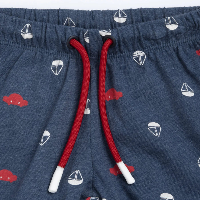 Boys Medium Blue Printed T-Shirt with Shorts