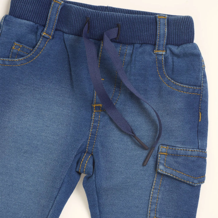 Boys Medium Blue Solid Denim Jeans