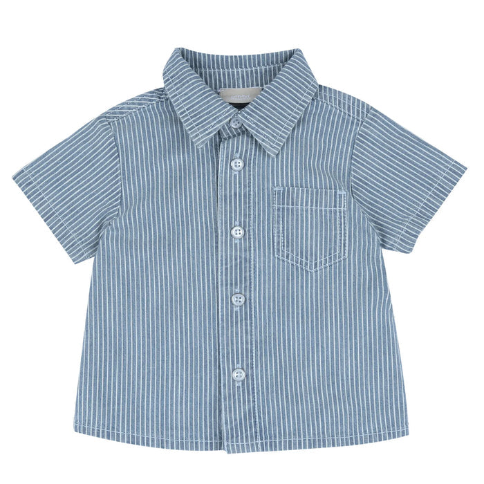 Boys Medium Blue Striped Shirt