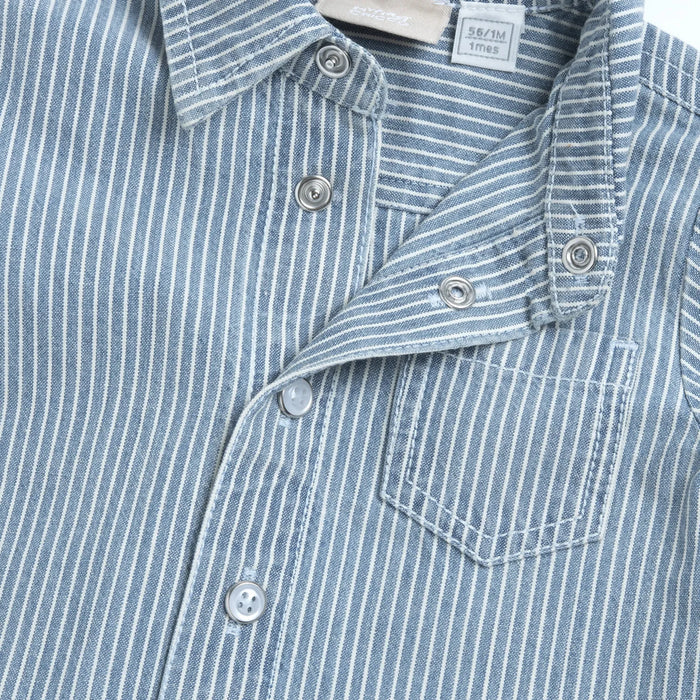 Boys Medium Blue Striped Shirt