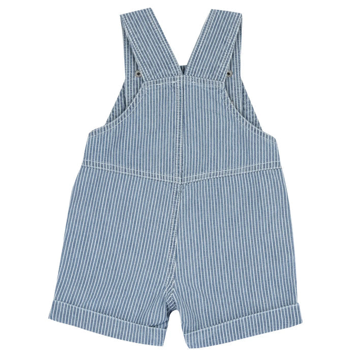 Boys Medium Blue Striped Short Dungaree