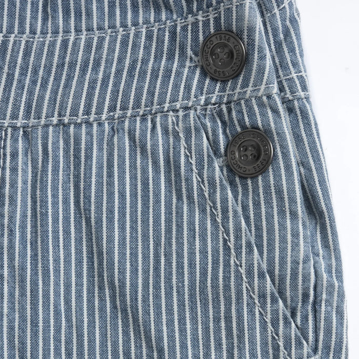 Boys Medium Blue Striped Short Dungaree