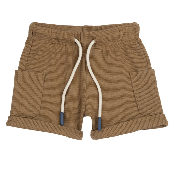 Boys Medium Brown Solid Shorts
