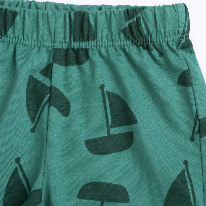 Boys Medium Green Printed Shorts