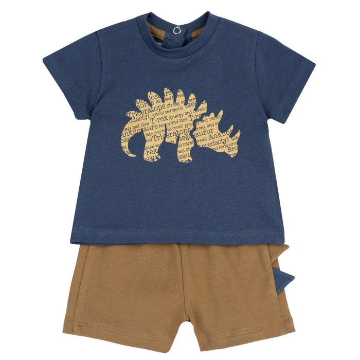 Boys Medium Light Blue Animal Printed T-Shirt with Shorts