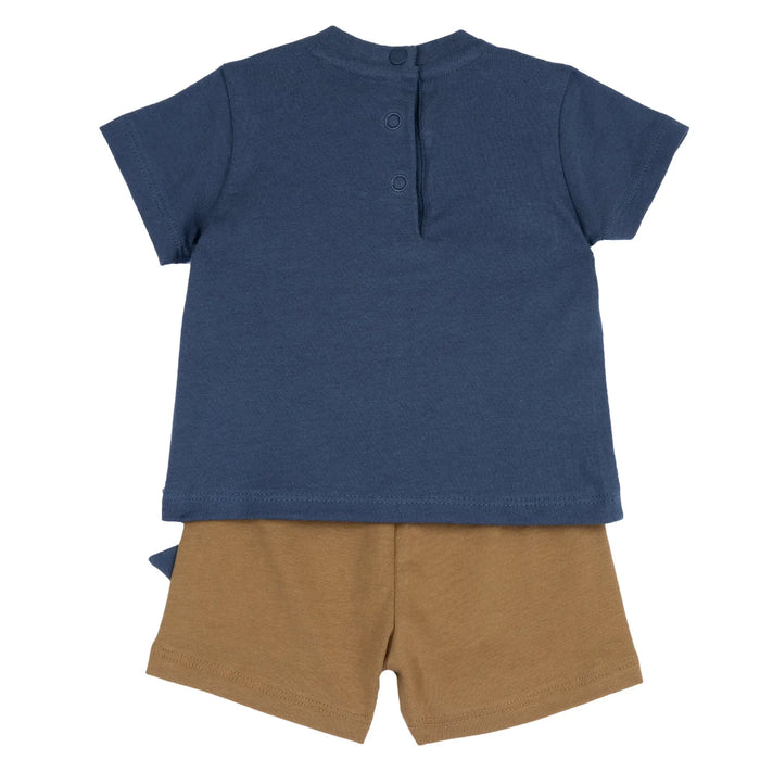 Boys Medium Light Blue Animal Printed T-Shirt with Shorts
