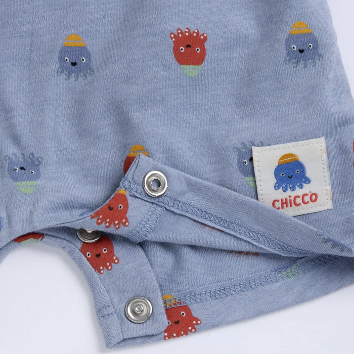 Boys Medium Light Blue Printed Romper