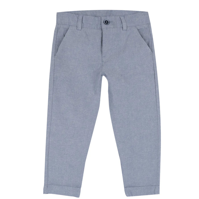 Boys Medium Light Blue Solid Cotton Trouser