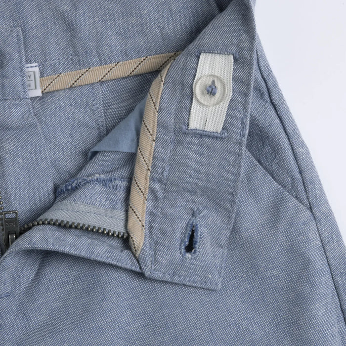 Boys Medium Light Blue Solid Cotton Trouser