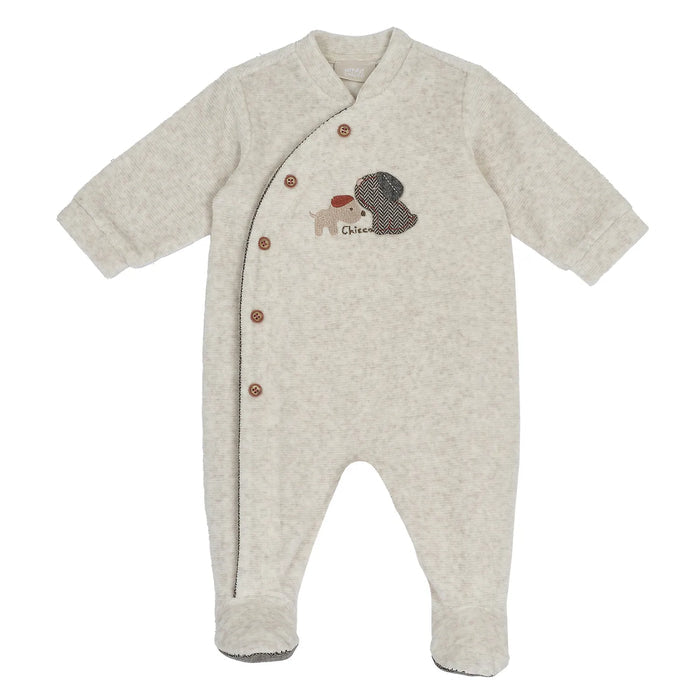 Boys Medium Natural Applique Front Opening Babysuit