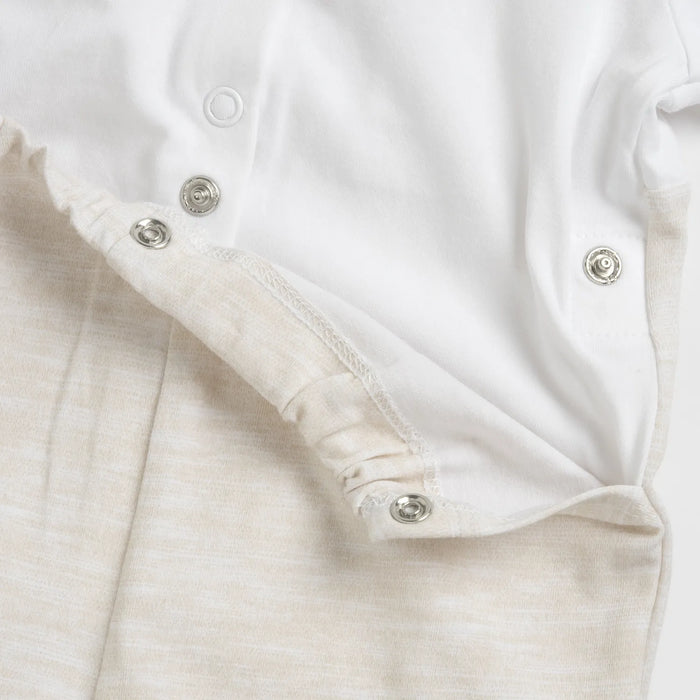 Boys Medium Natural Embellished Back Opening Babysuit