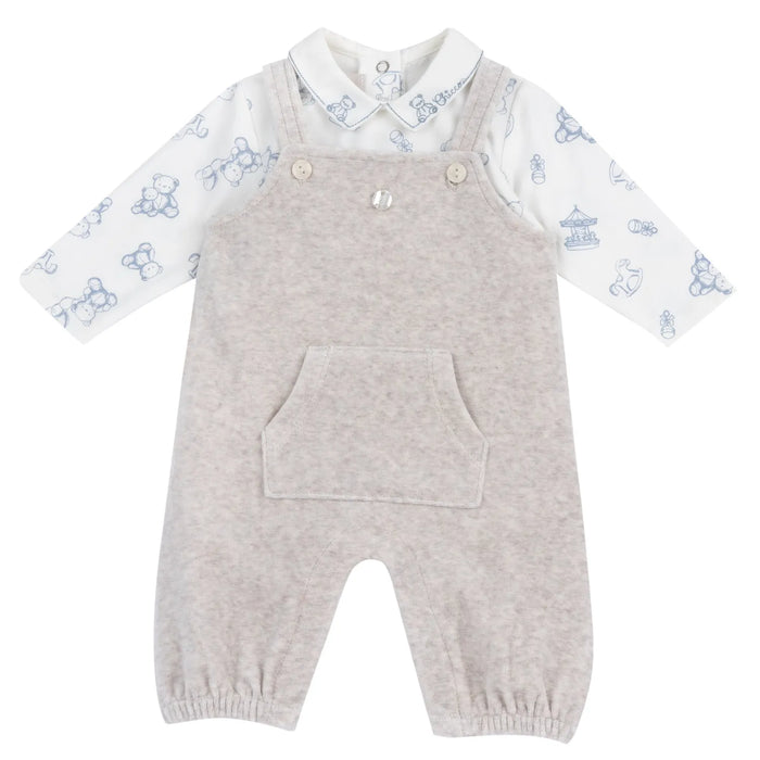 Boys Medium Natural Printed Top with Long Dungaree