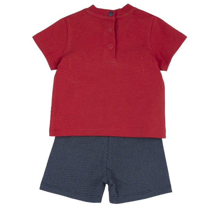Boys Medium Red Graphic Printed T-Shirt with Shorts