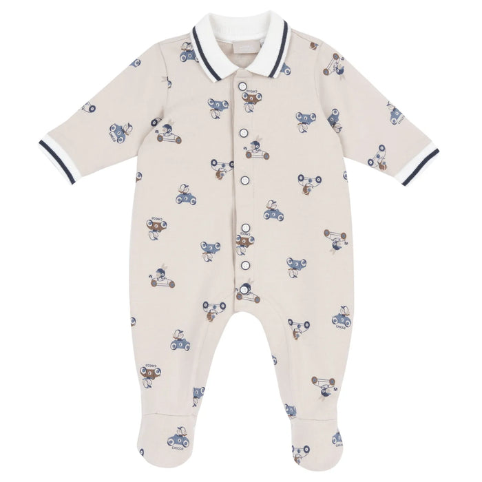 Boys Natural Printed Front Opening Babysuit