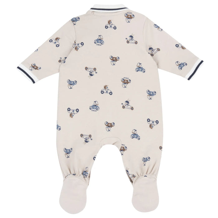 Boys Natural Printed Front Opening Babysuit