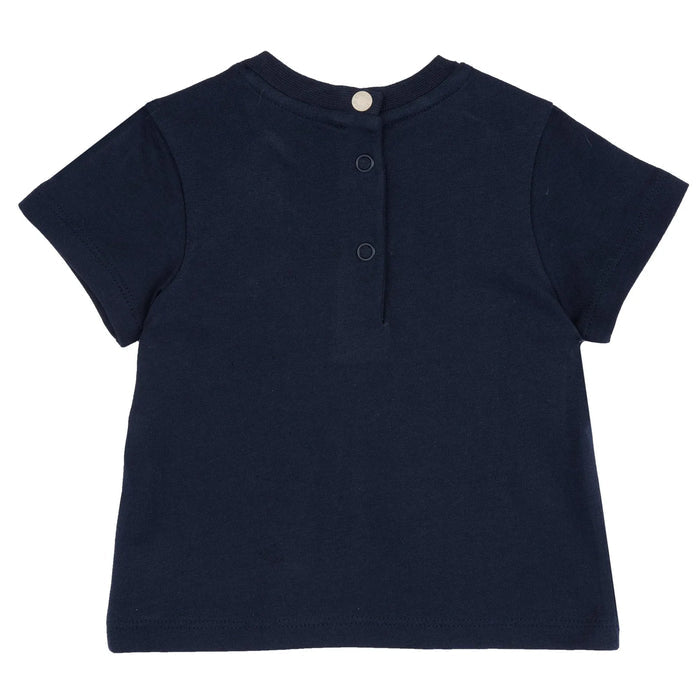 Boys Navy Blue Printed Round Neck T-shirt