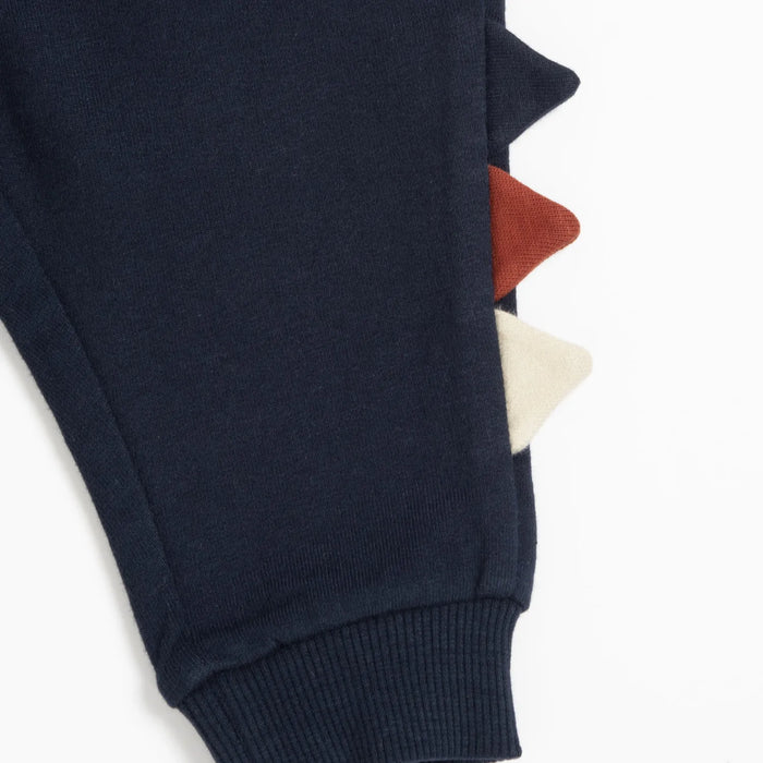Boys Navy Blue Self Design Joggers
