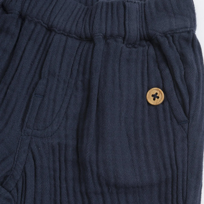 Boys Navy Blue Self Design Shorts