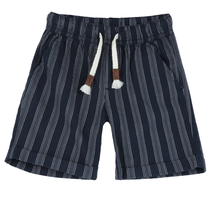 Boys Navy Blue Striped Shorts