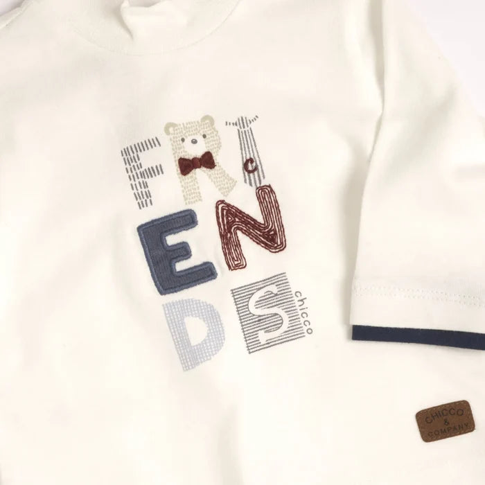Boys Off White Embroidered Long Sleeve T-shirt