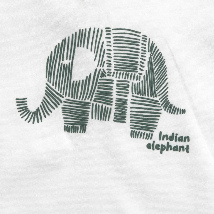 Boys White and Green Animal Printed T-shirt