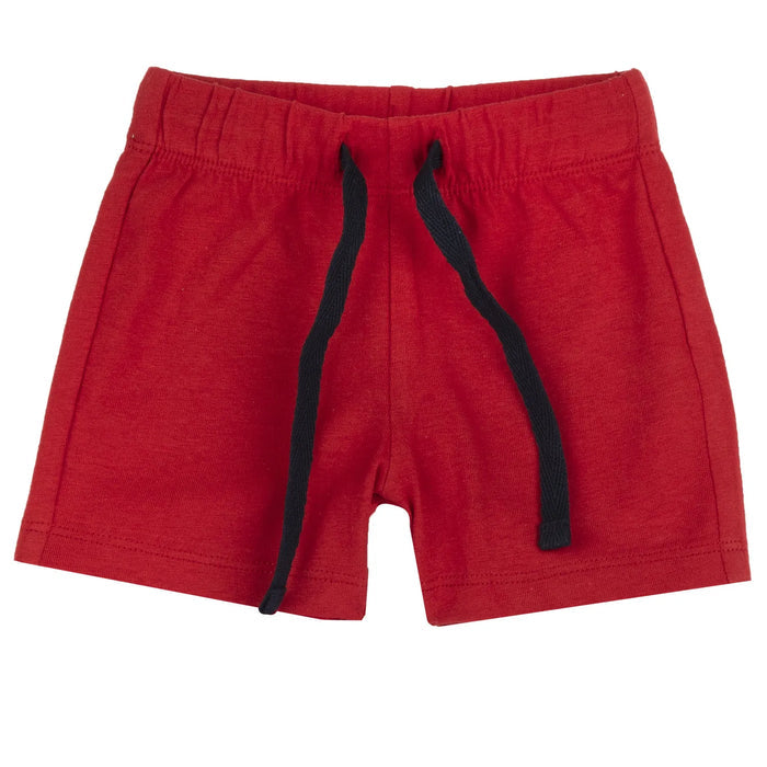 Boys White and Red Printed T-Shirt with Shorts