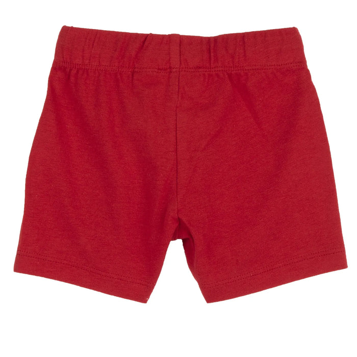 Boys White and Red Printed T-Shirt with Shorts
