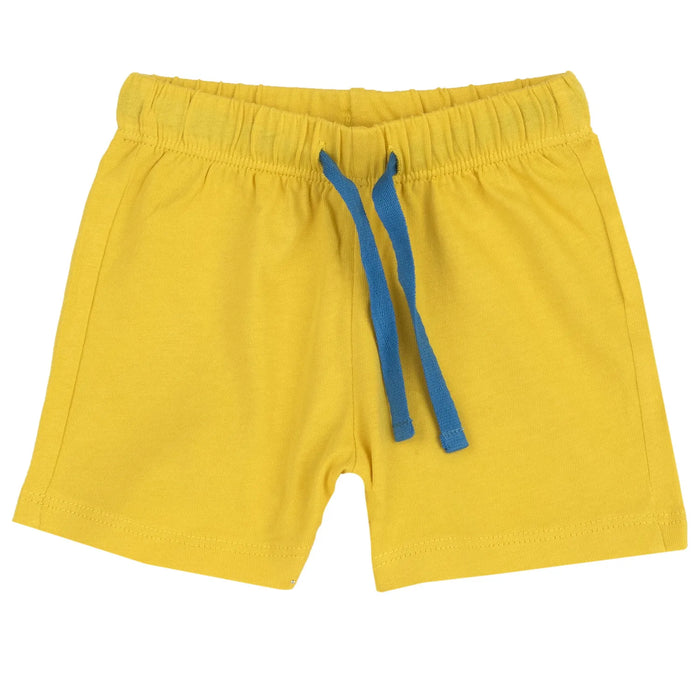 Boys White and Yellow Printed T-Shirt with Shorts