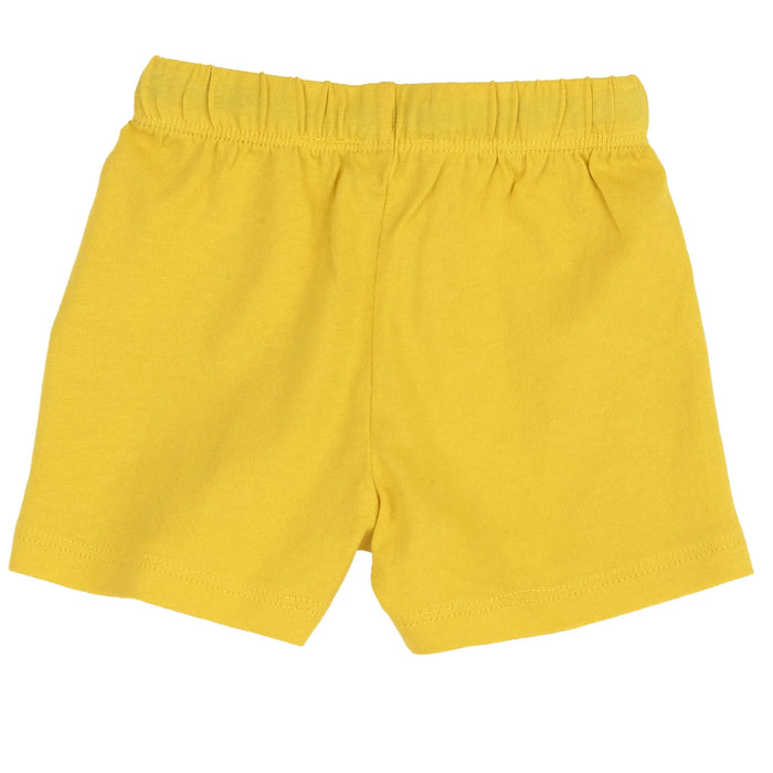 Boys White and Yellow Printed T-Shirt with Shorts