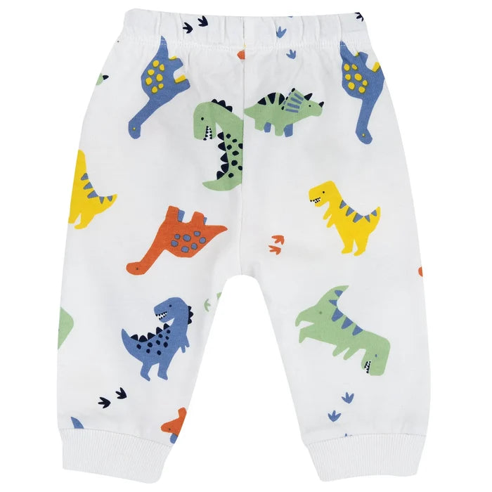 Boys White Animal Printed Joggers