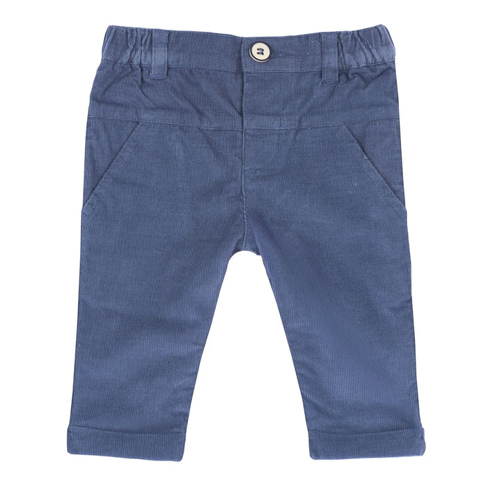 Boys White & Blue Corduroy T-shirt with Trouser