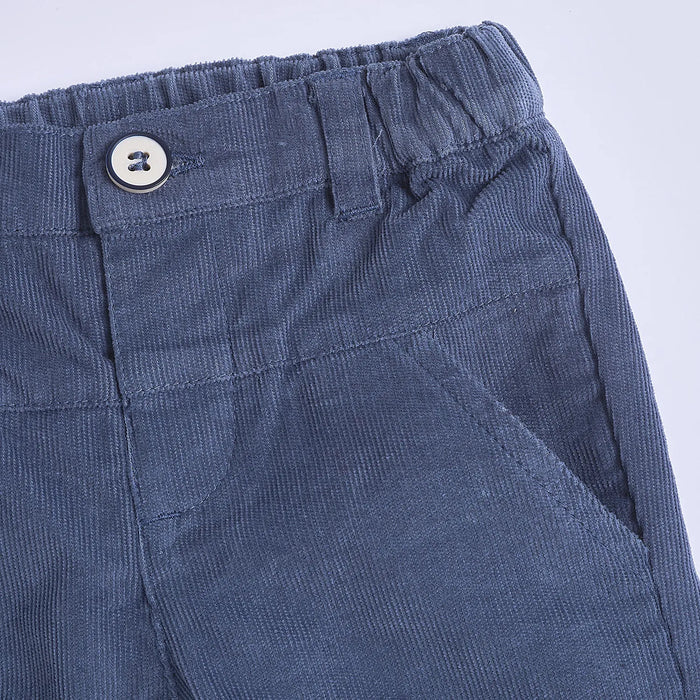 Boys White & Blue Corduroy T-shirt with Trouser