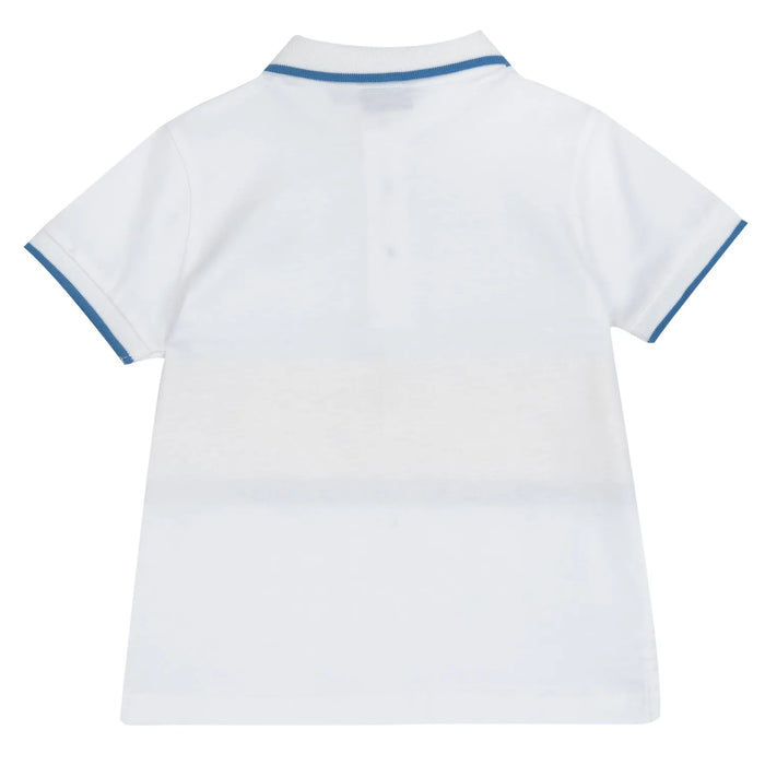 Boys White Colorblocked Polo T-shirt