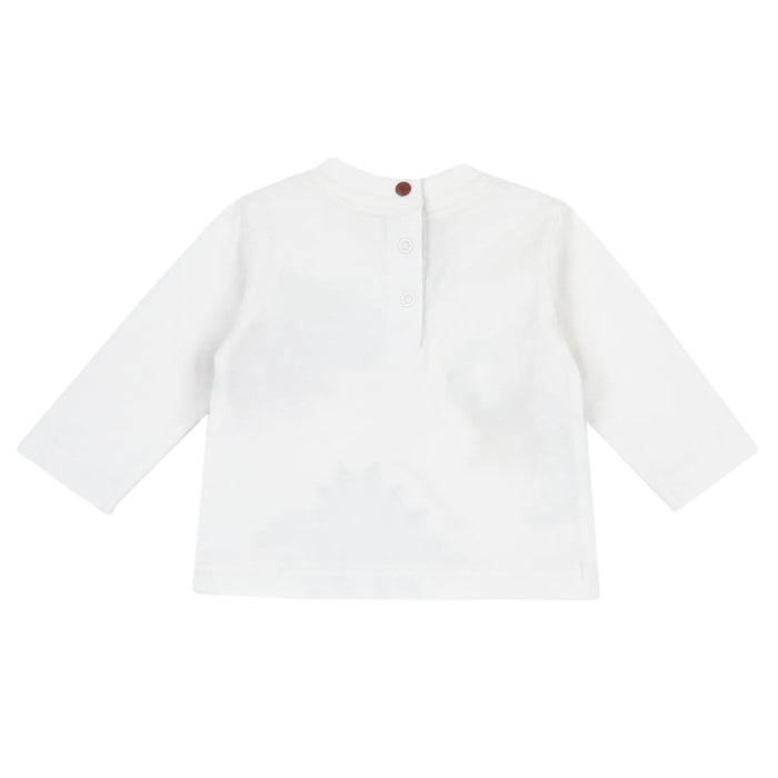 Boys White Dino Printed Long Sleeve T-shirt