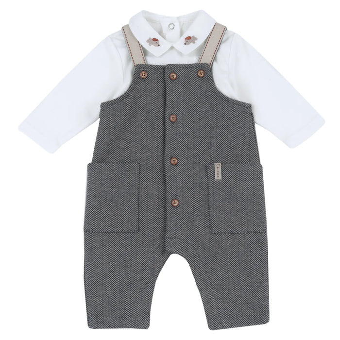 Boys White & Grey Chevron Top with Dungaree