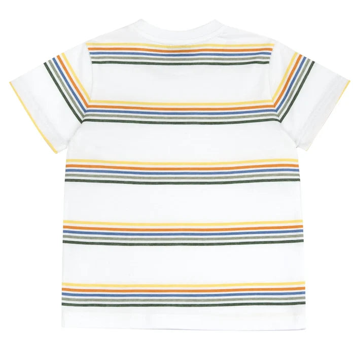 Boys White Horizontal Striped T-shirt