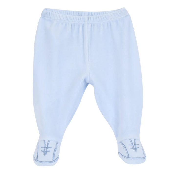 Boys White & Light Blue Embroidered Smock with Legging