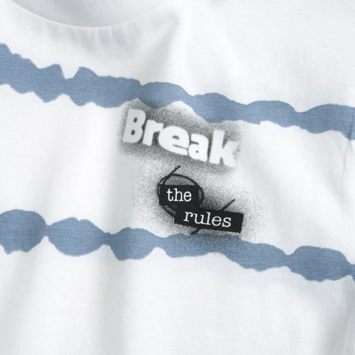Boys White Light Blue Printed T-shirt